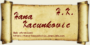 Hana Kačunković vizit kartica